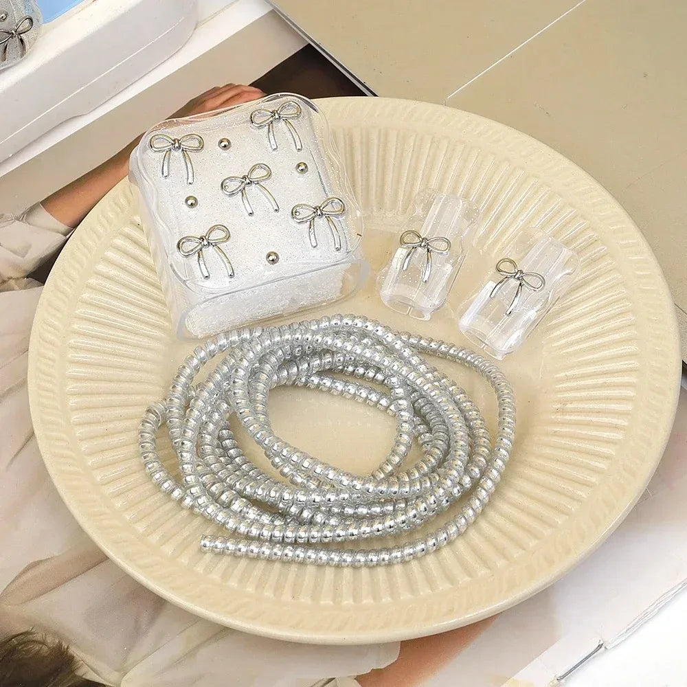 Adorable 3D Bowknot Pearl USB Protector Cover for iPhone – Cute & Durable!