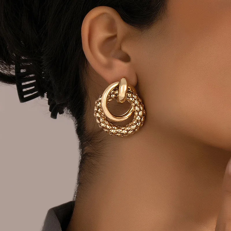 Stylish Twist Dangle Earrings – Bold & Elegant Gold Hoops for Women